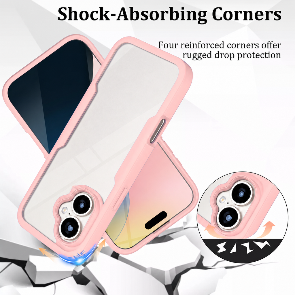 iPhone 16 Plus Case With Built-in Screen Protector PINK