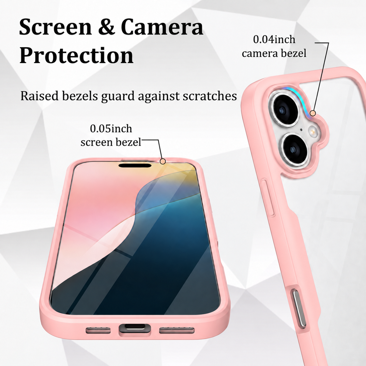 iPhone 16 Plus Case With Built-in Screen Protector PINK