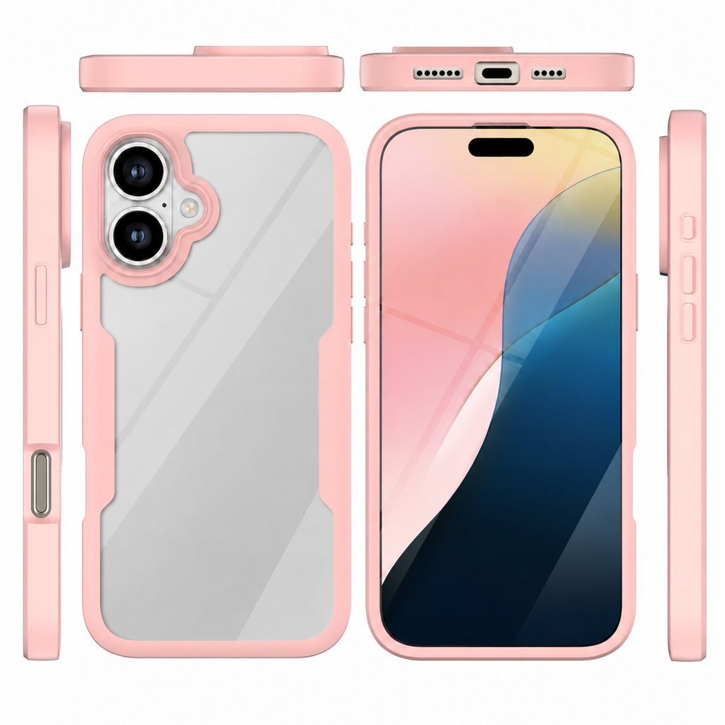 iPhone 16 Plus Case With Built-in Screen Protector PINK