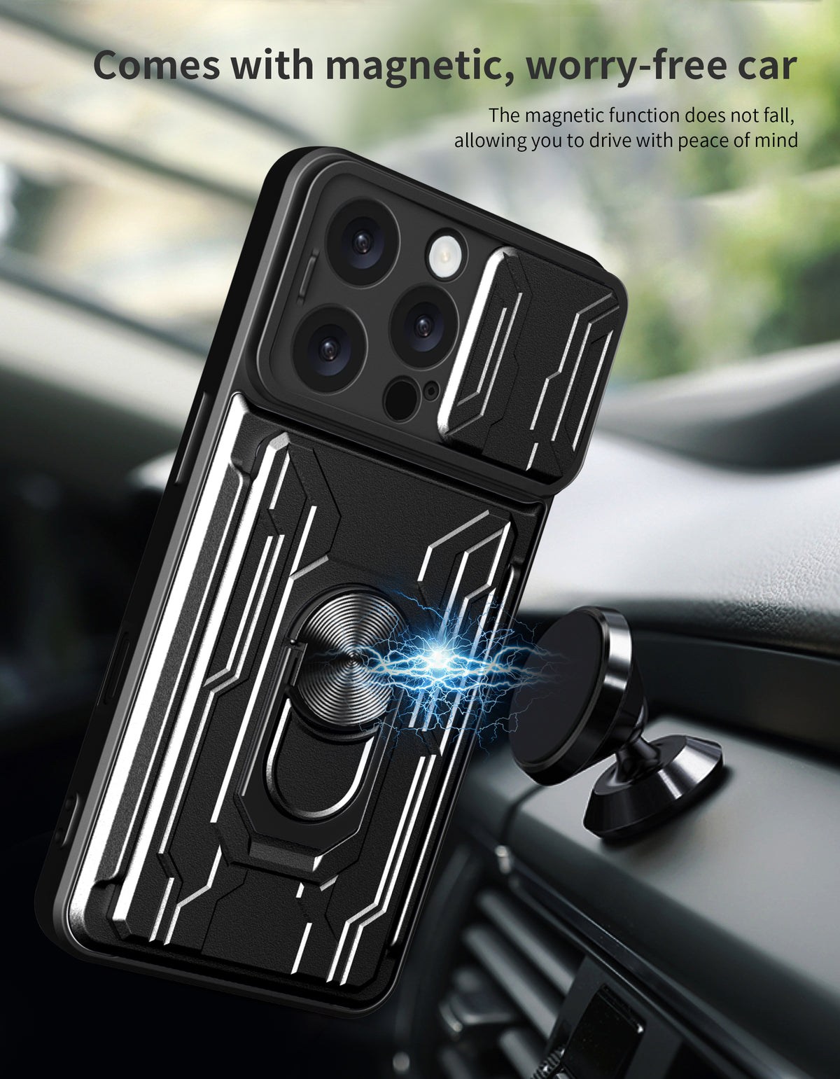 iPhone 16 Pro Max Rugged Shockproof Case Kickstand Card Cover GREY