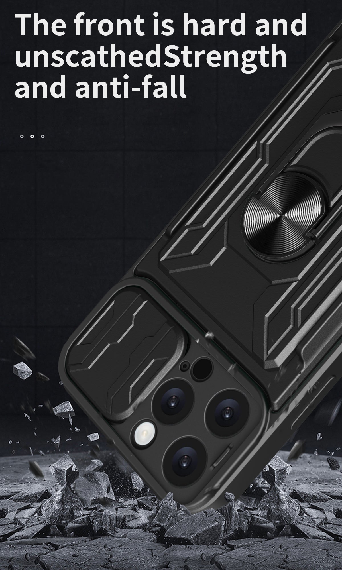 iPhone 16 Pro Max Rugged Shockproof Case Kickstand Card Cover GREY