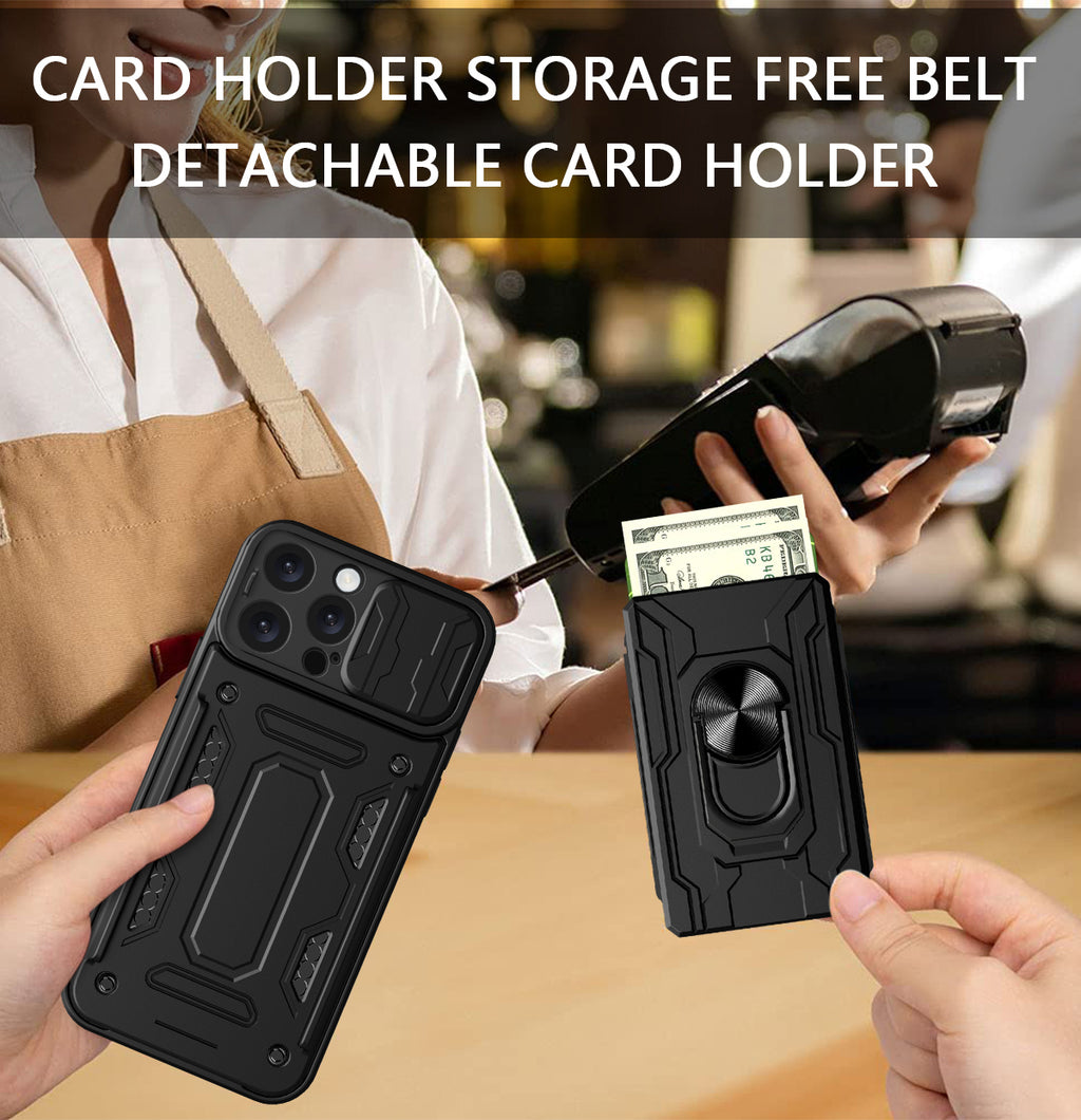 iPhone 16 Pro Max Rugged Shockproof Case Kickstand Card Cover GREY