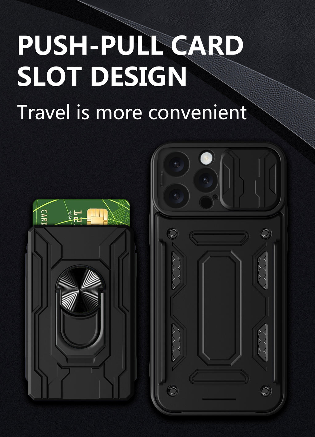 iPhone 16 Pro Max Rugged Shockproof Case Kickstand Card Cover GREY