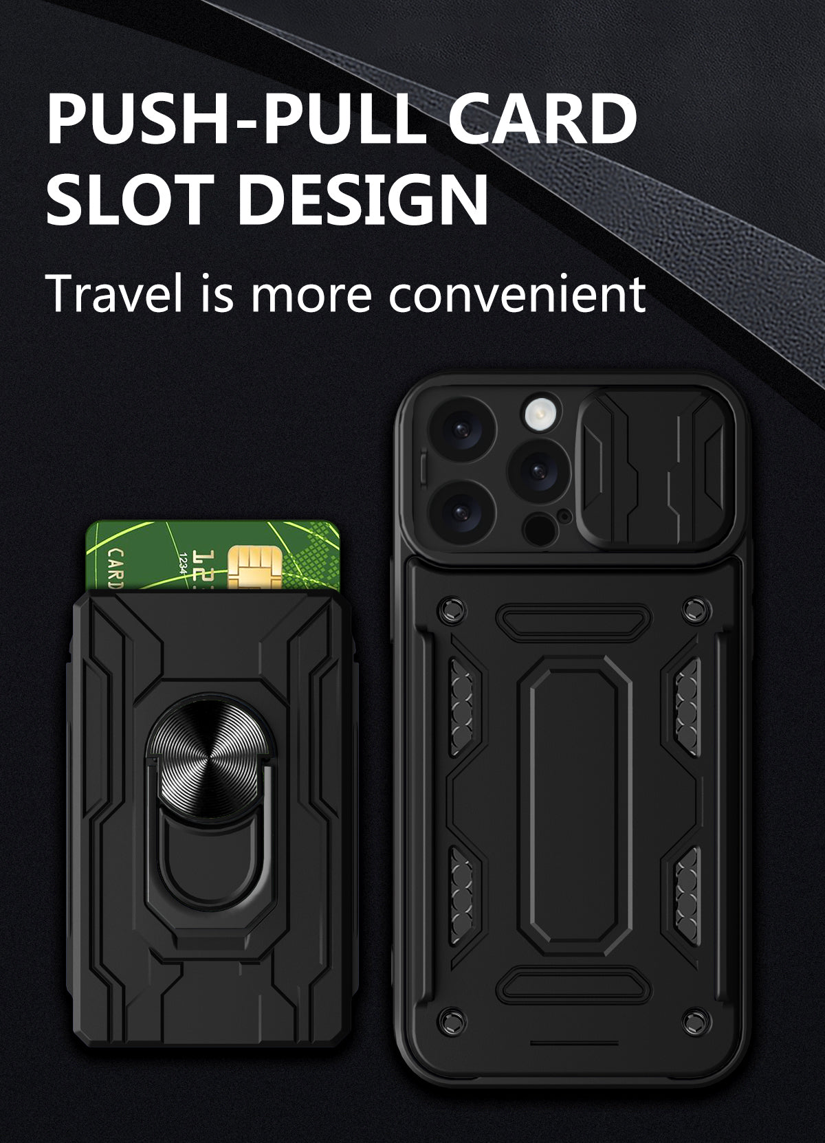 iPhone 16 Pro Max Rugged Shockproof Case Kickstand Card Cover GREY