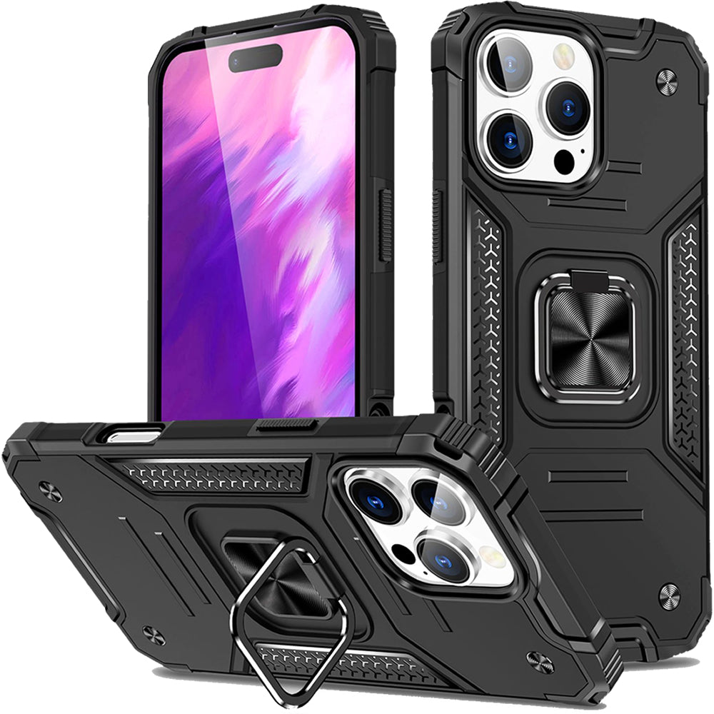 iPhone 16 Pro Rugged Tough Case Shockproof Hybrid Cover BLACK