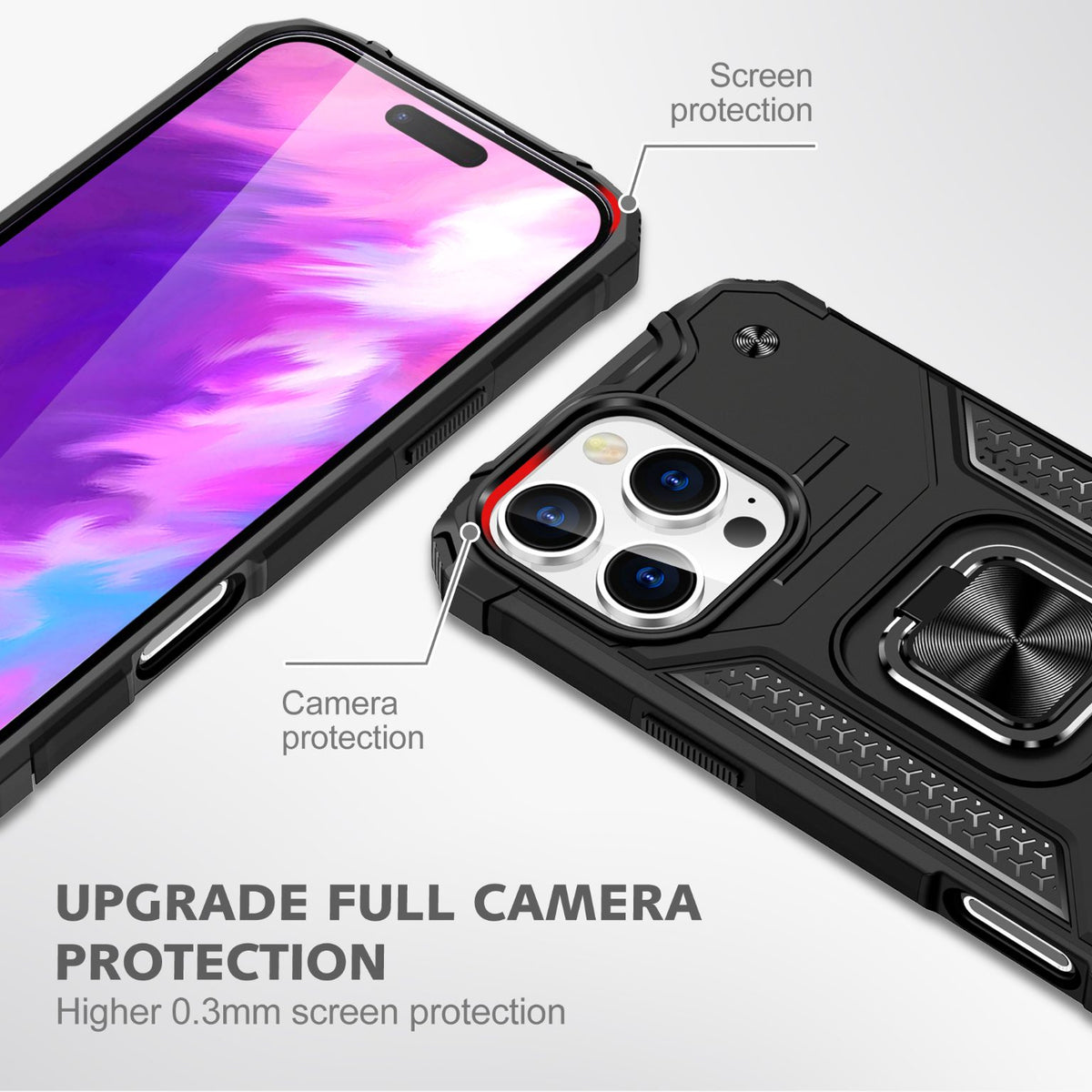 iPhone 16 Pro Max Rugged Tough Case Shockproof Hybrid Cover BLACK