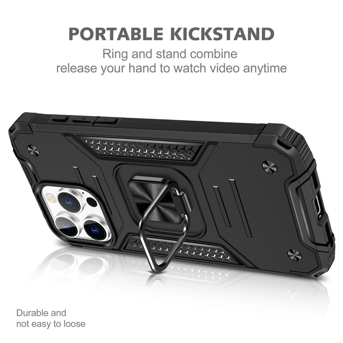 iPhone 16 Pro Rugged Tough Case Shockproof Hybrid Cover BLACK