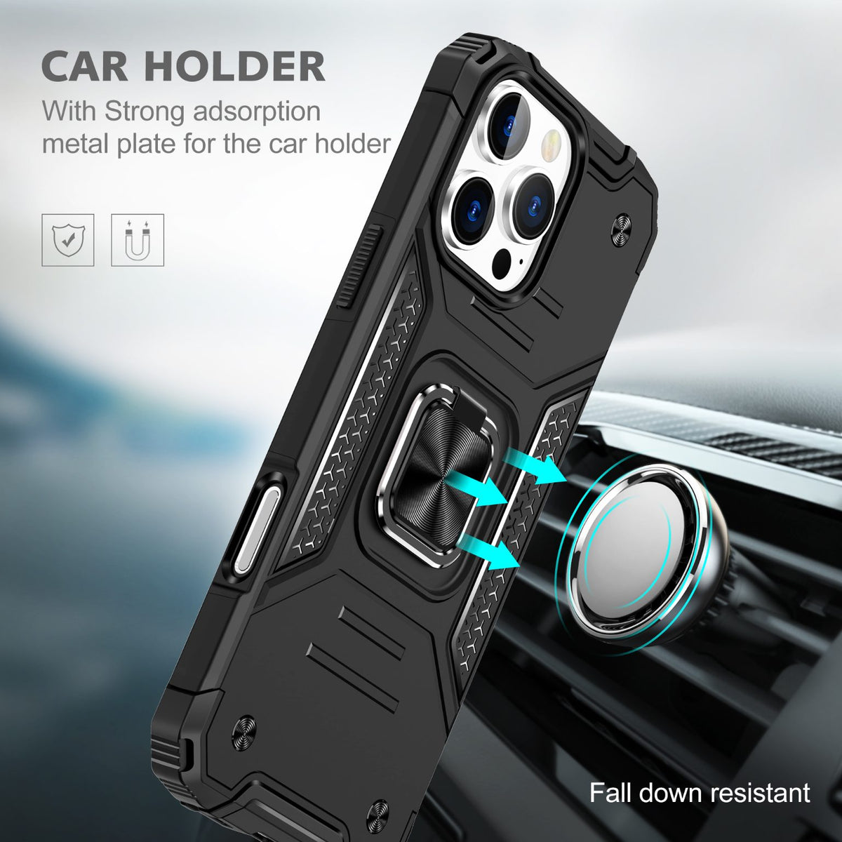 iPhone 16 Pro Max Rugged Tough Case Shockproof Hybrid Cover BLACK