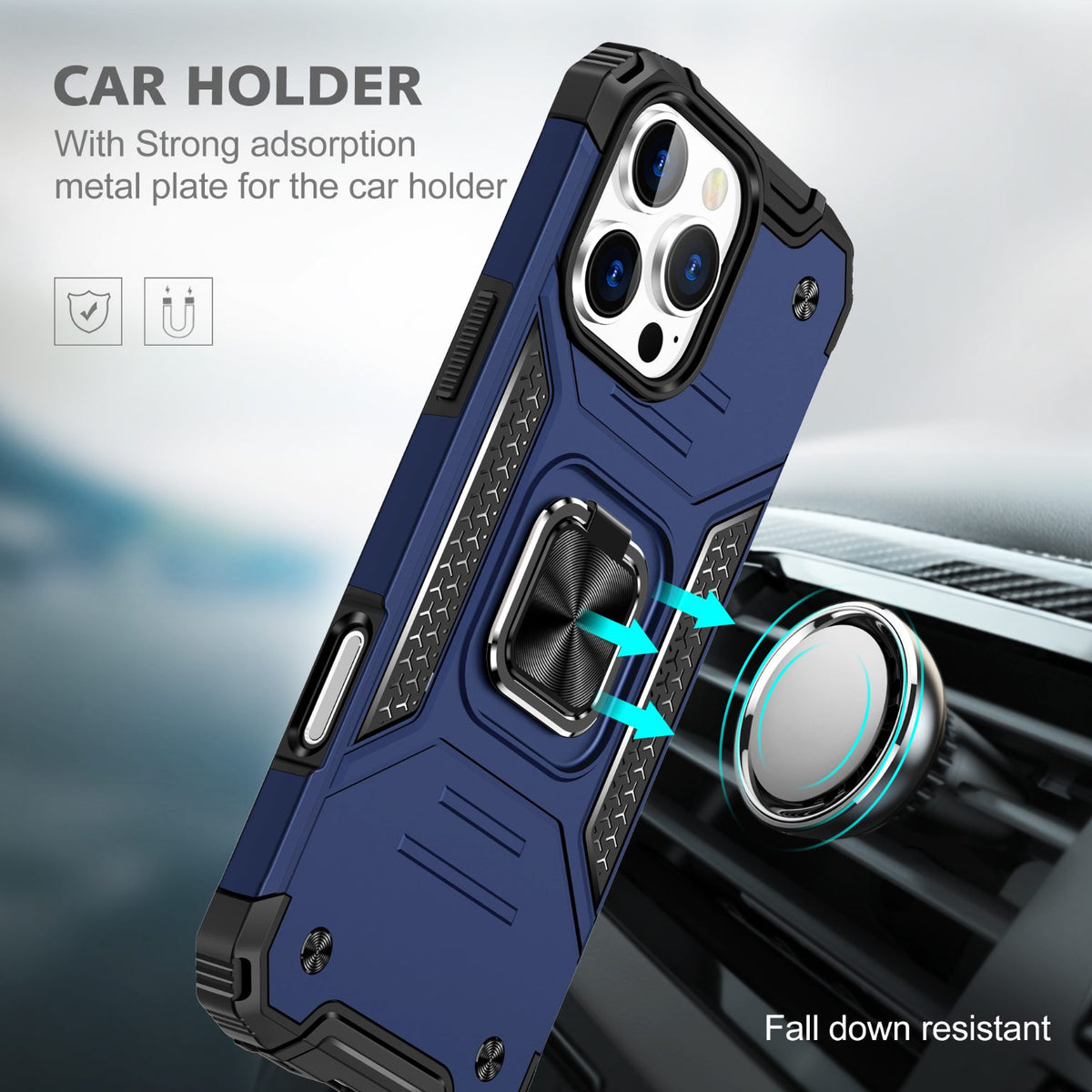 iPhone 16 Pro Rugged Tough Case Shockproof Hybrid Cover BLUE