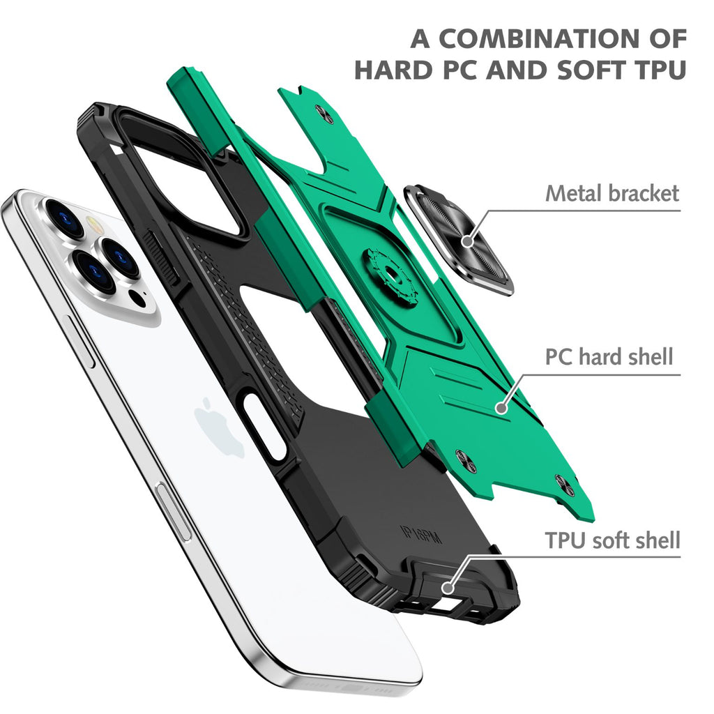 iPhone 16 Pro Rugged Tough Case Shockproof Hybrid Cover DARK GREEN