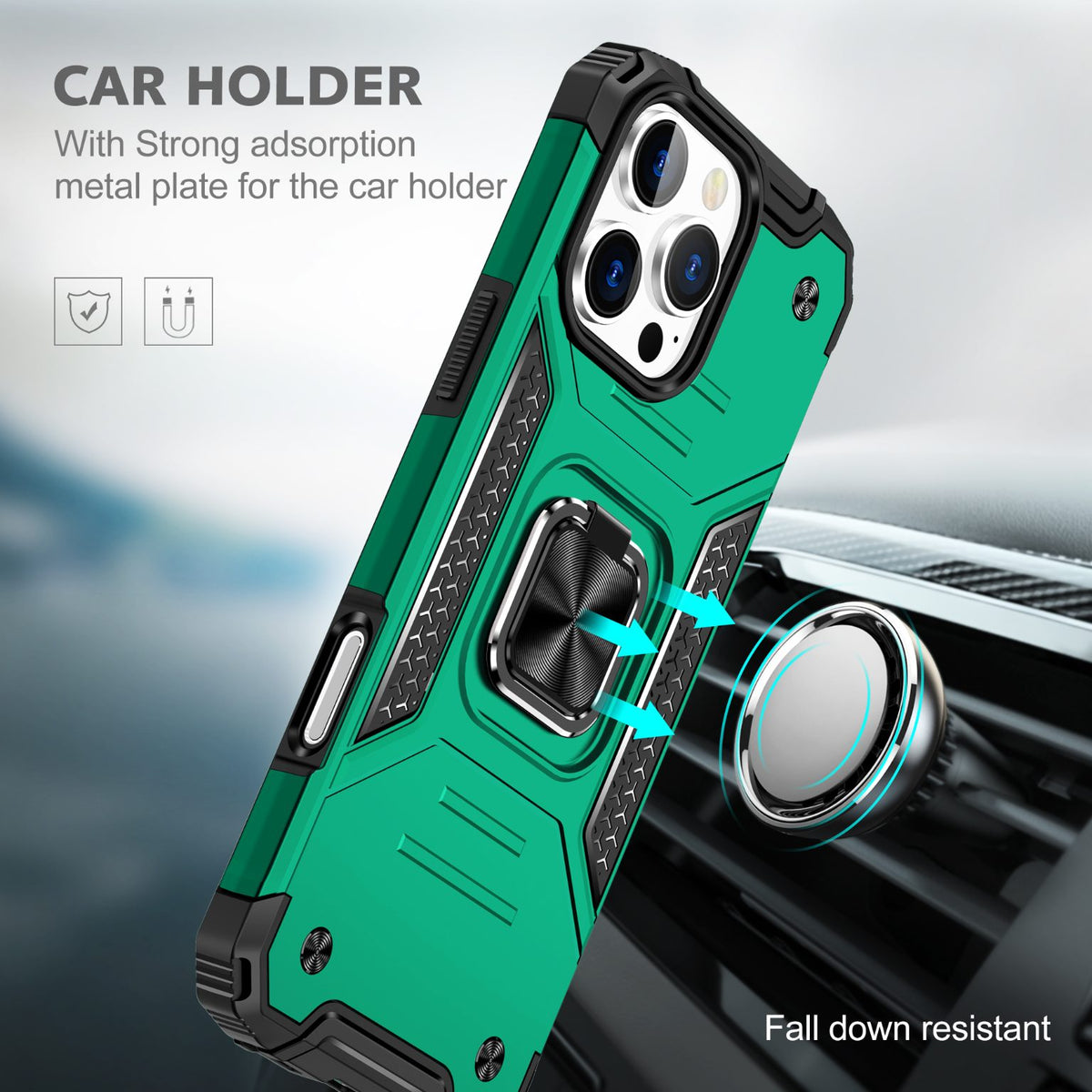 iPhone 16 Pro Rugged Tough Case Shockproof Hybrid Cover DARK GREEN