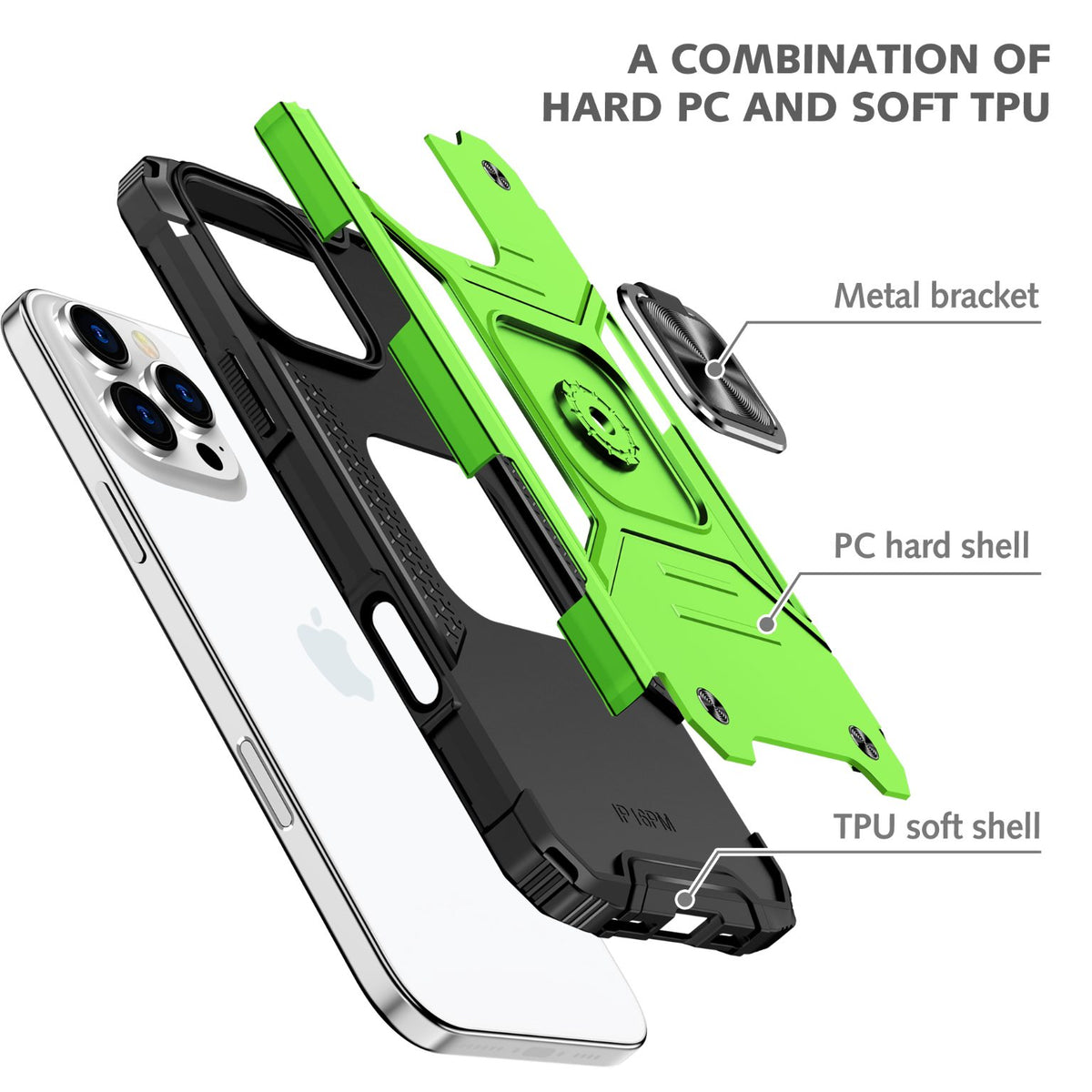iPhone 16 Pro Rugged Tough Case Shockproof Hybrid Cover LIGHT GREEN