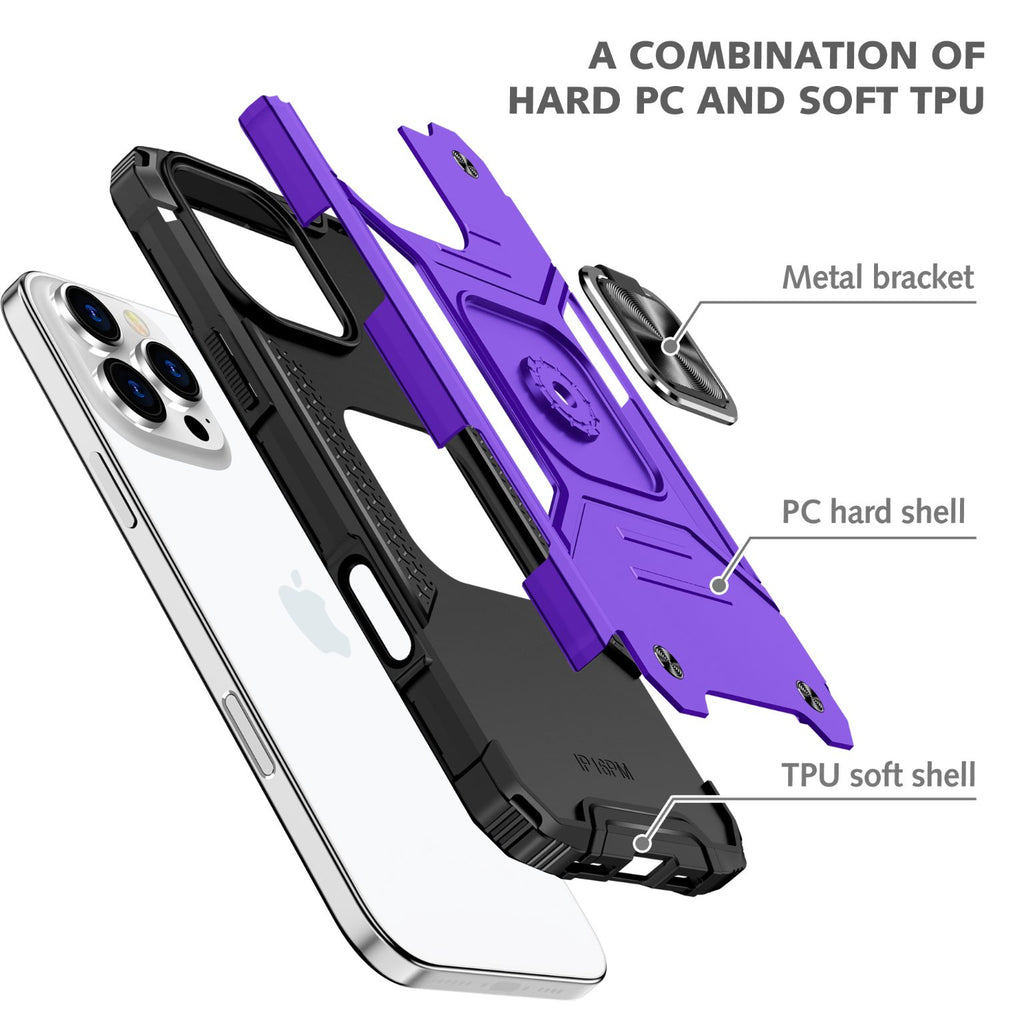iPhone 16 Pro Max Rugged Tough Case Shockproof Hybrid Cover PURPLE