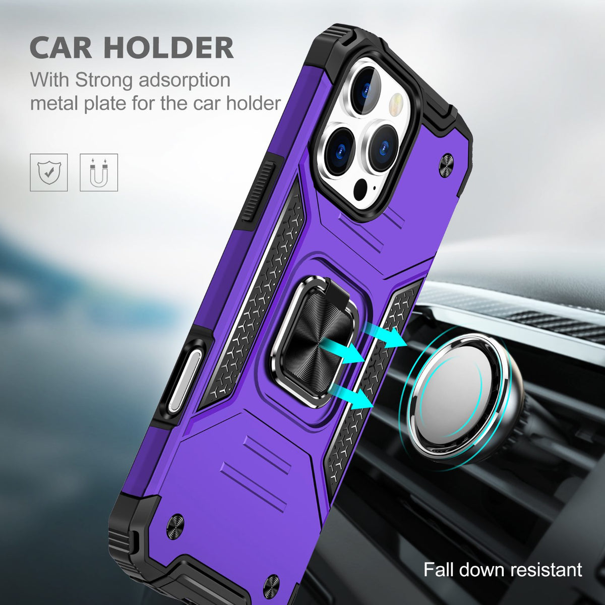 iPhone 16 Pro Max Rugged Tough Case Shockproof Hybrid Cover PURPLE