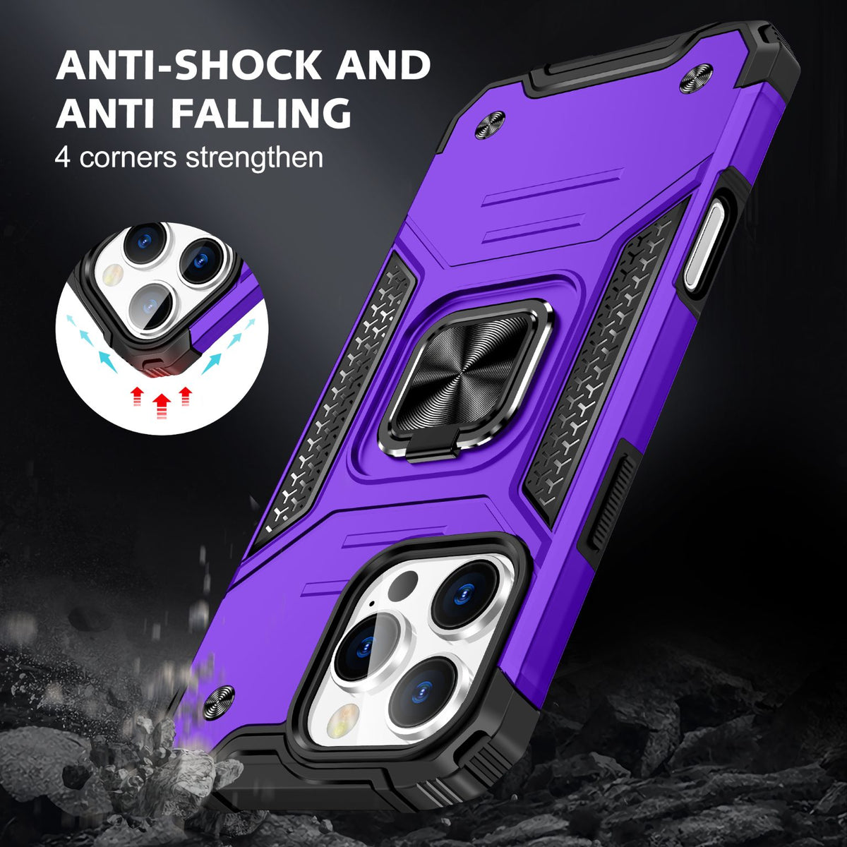 iPhone 16 Pro Max Rugged Tough Case Shockproof Hybrid Cover PURPLE