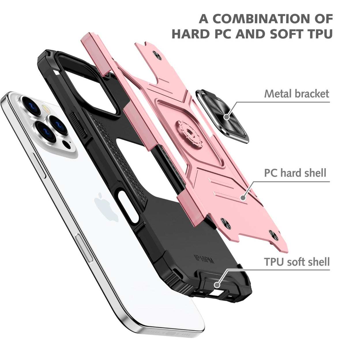 iPhone 16 Pro Max Rugged Tough Case Shockproof Hybrid Cover PINK