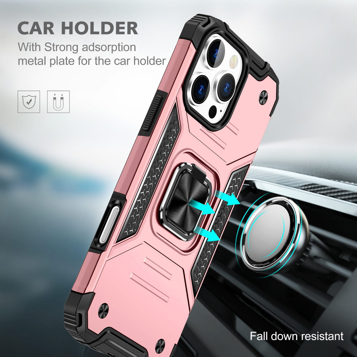 iPhone 16 Pro Max Rugged Tough Case Shockproof Hybrid Cover PINK