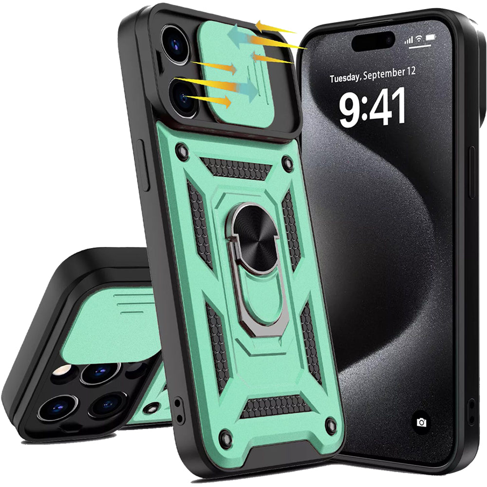iPhone 16 Pro Tough Case Shockproof Kickstand Cover GREEN