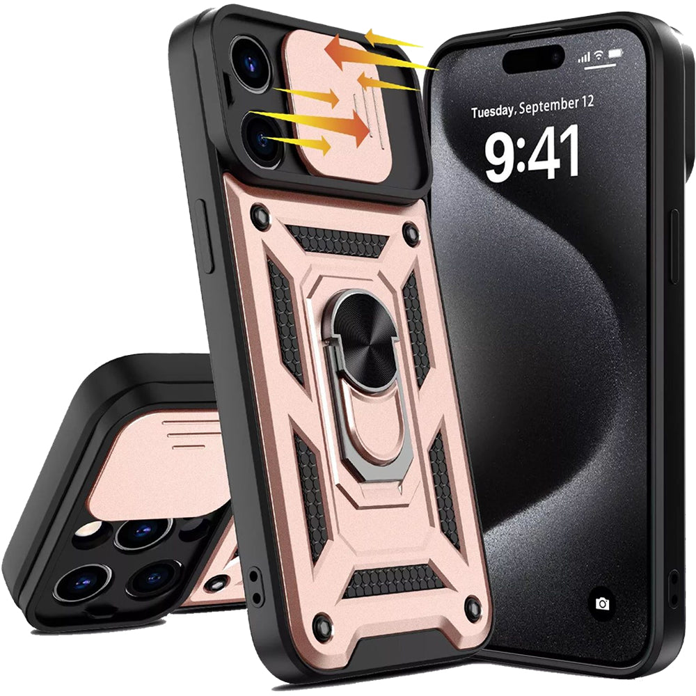 iPhone 16 Pro Max Tough Case Shockproof Kickstand Cover PINK