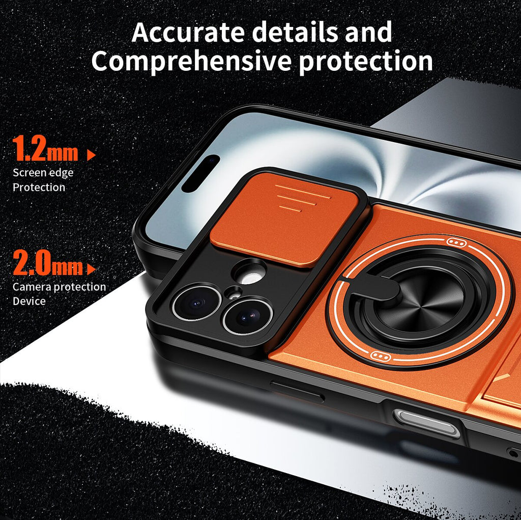 iPhone 17 Magnetic Kickstand Case with Camera Slide Cover ORANGE