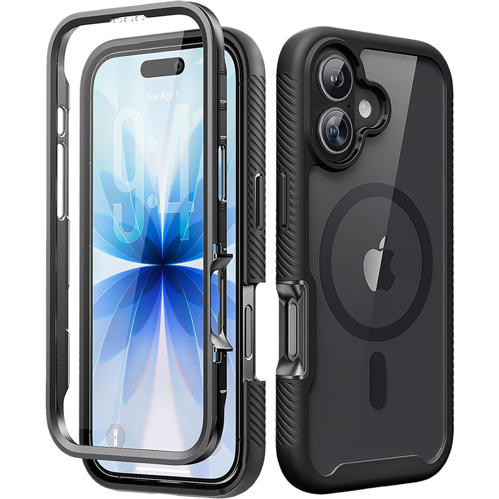 iPhone 16 Full body Shockproof Case Matte Magsafe Cover BLACK