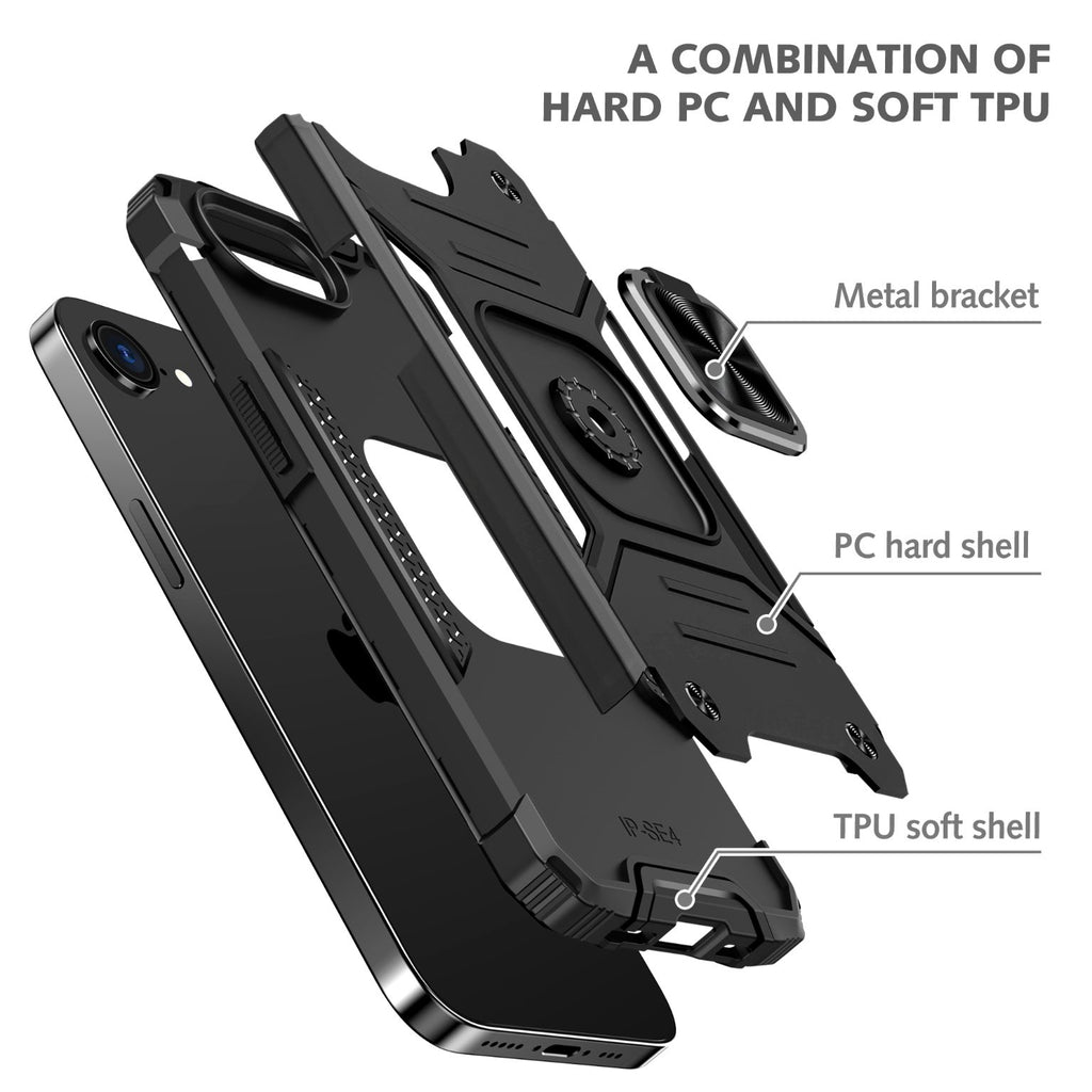 iPhone 16e Rugged Tough Case Shockproof Hybrid Cover BLACK