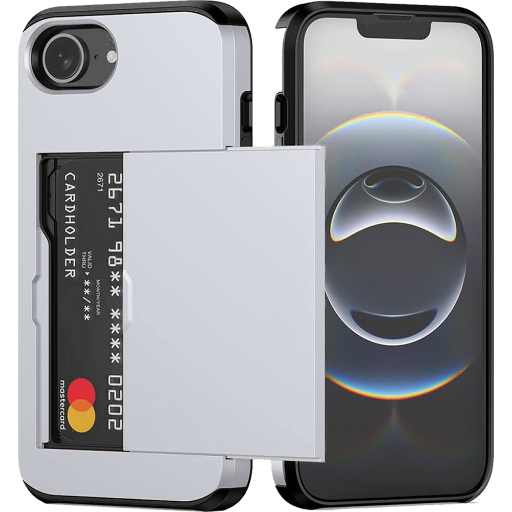 iPhone 17e Shockproof Wallet Case Card Cover GREY