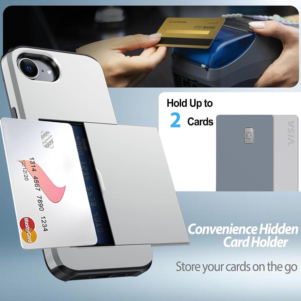 iPhone 17e Shockproof Wallet Case Card Cover GREY