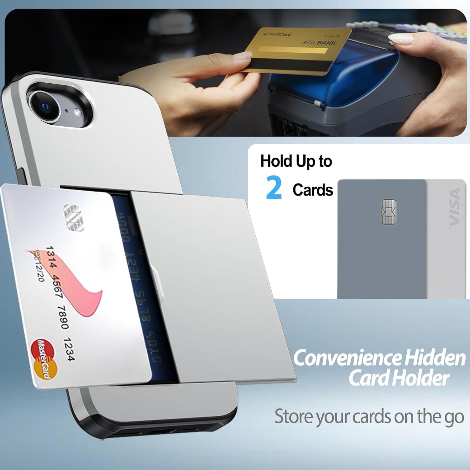 iPhone 17e Shockproof Wallet Case Card Cover GREY