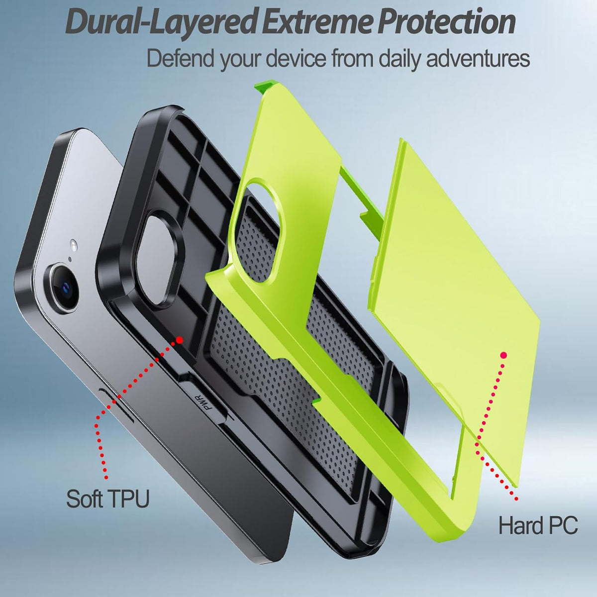iPhone 17e Shockproof Wallet Case Card Cover GREEN