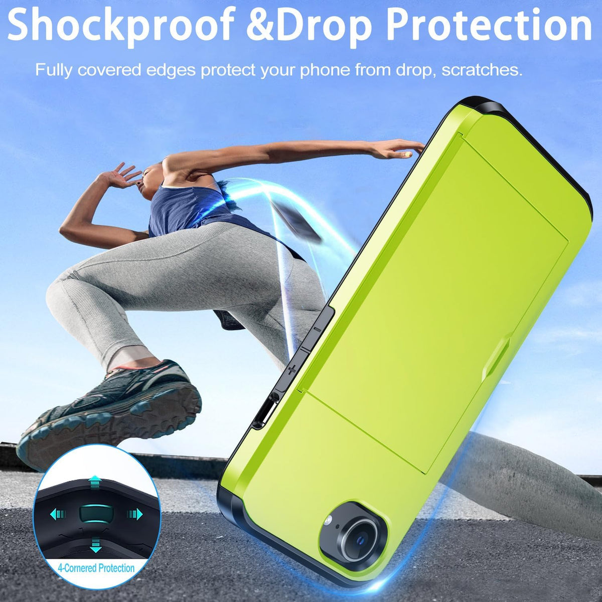 iPhone 17e Shockproof Wallet Case Card Cover GREEN