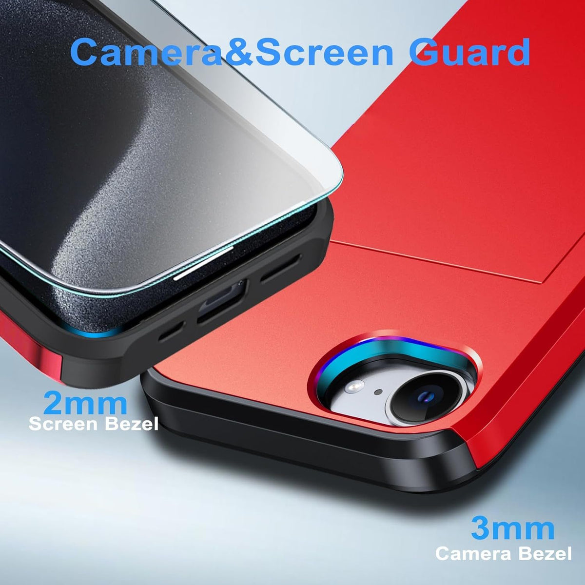 iPhone 17e Shockproof Wallet Case Card Cover RED