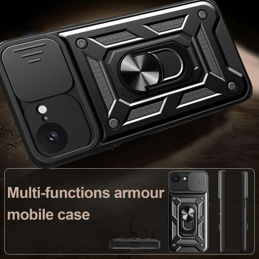 iPhone 16e Tough Case Shockproof Kickstand Cover BLACK