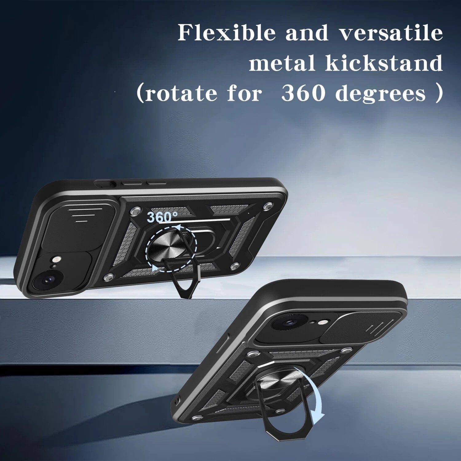 iPhone 16e Tough Case Shockproof Kickstand Cover BLACK