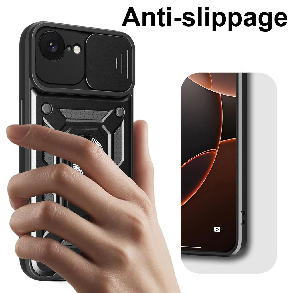iPhone 16e Tough Case Shockproof Kickstand Cover BLACK