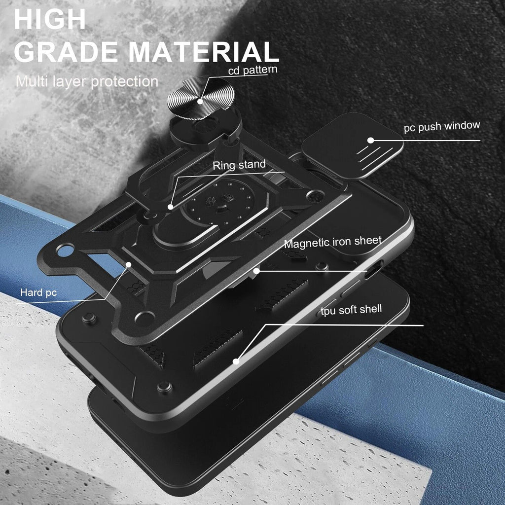 iPhone 16e Tough Case Shockproof Kickstand Cover BLACK