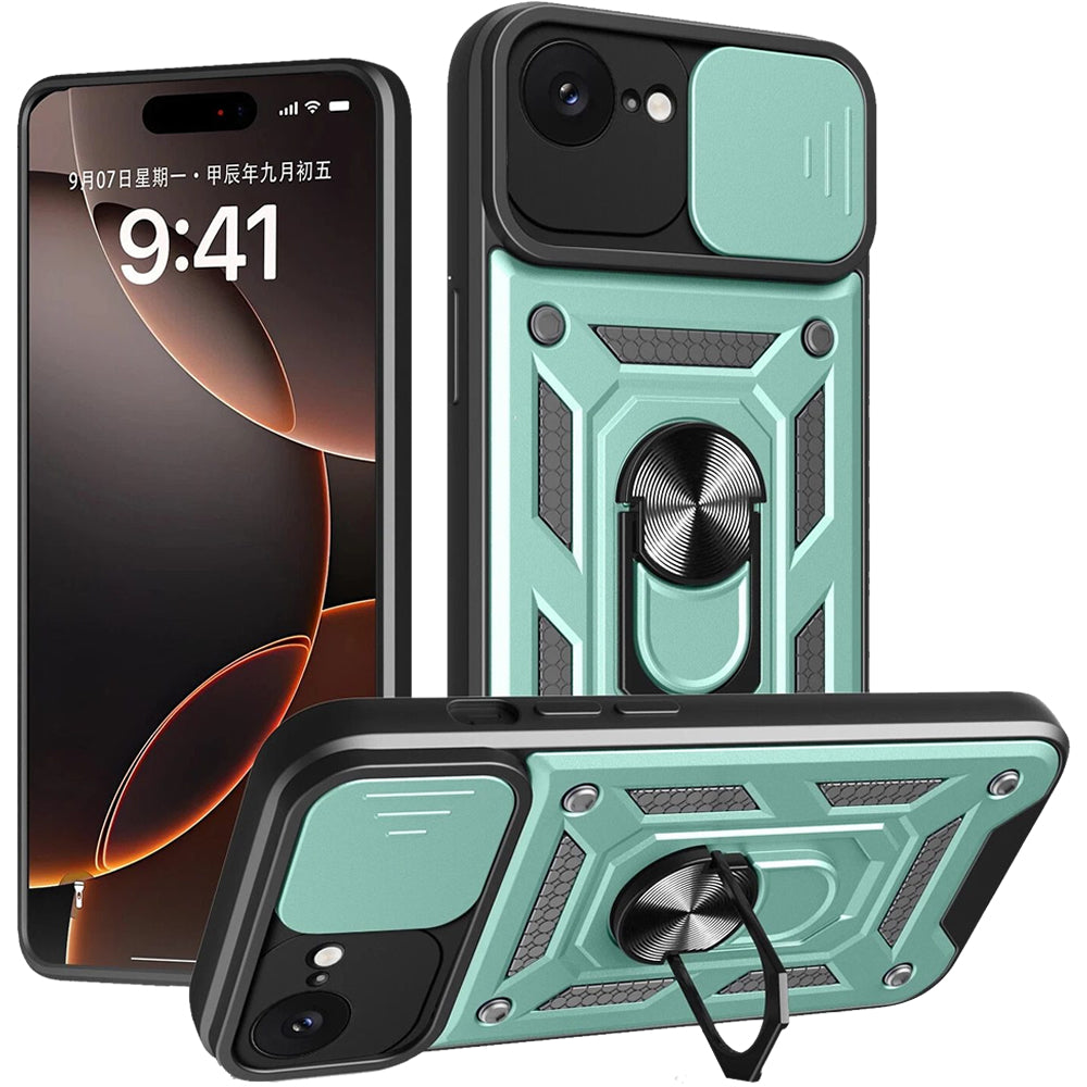 iPhone 16e Tough Case Shockproof Kickstand Cover GREEN