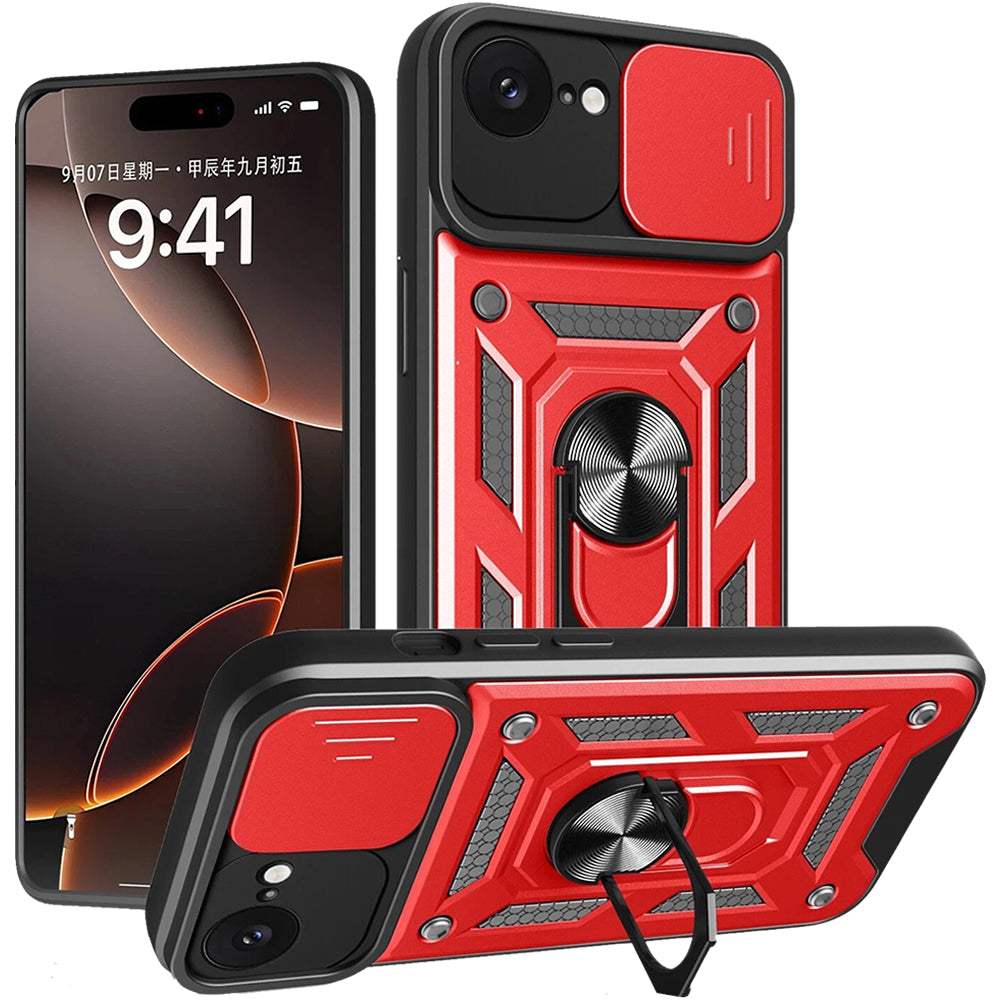 iPhone 17e Tough Case Shockproof Kickstand Cover RED