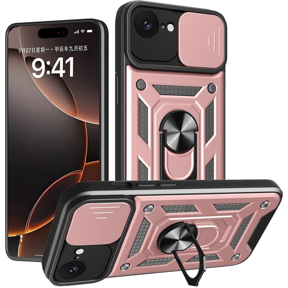 iPhone 16e Tough Case Shockproof Kickstand Cover PINK