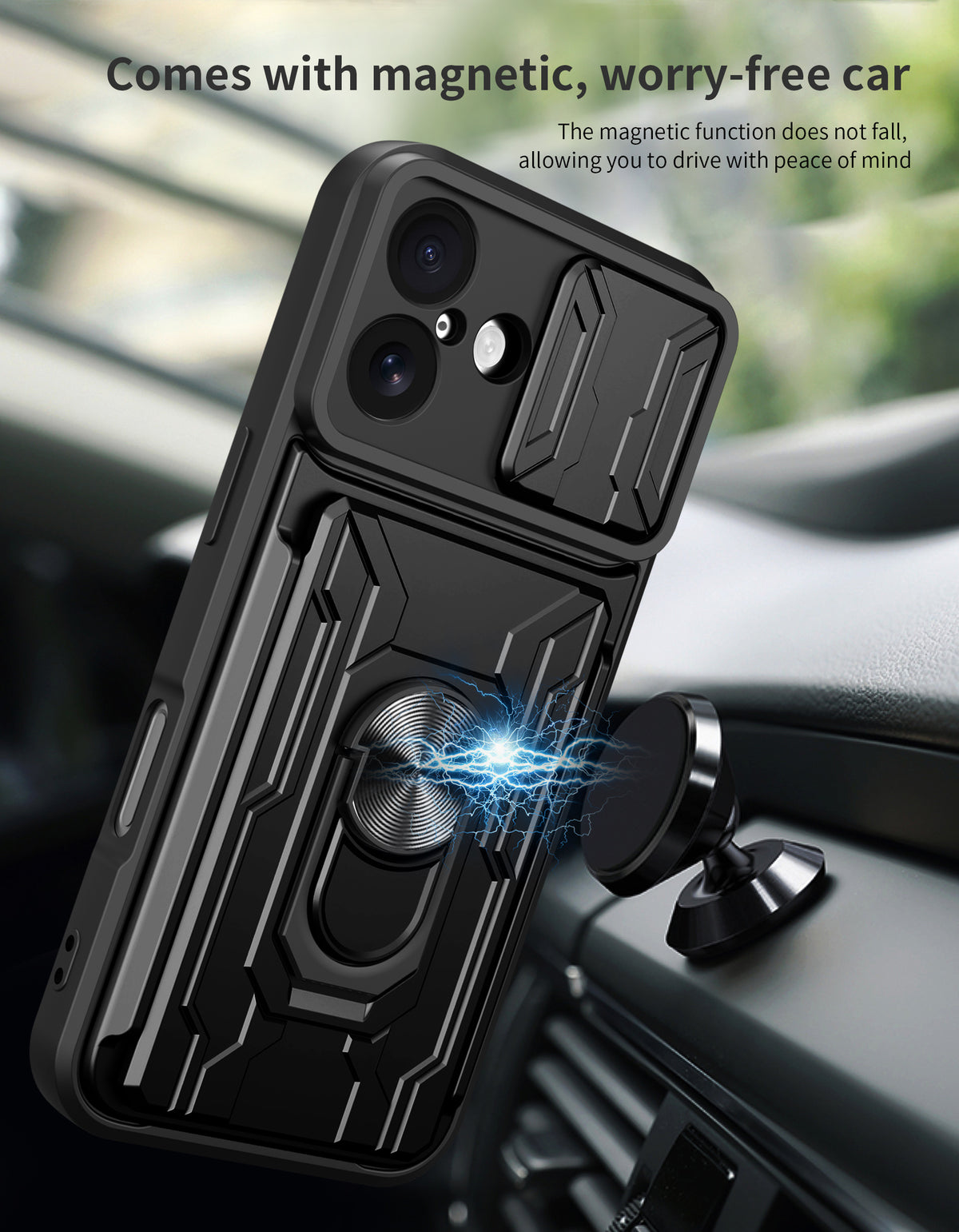 iPhone 16 Rugged Shockproof Case Kickstand Card Cover GREY