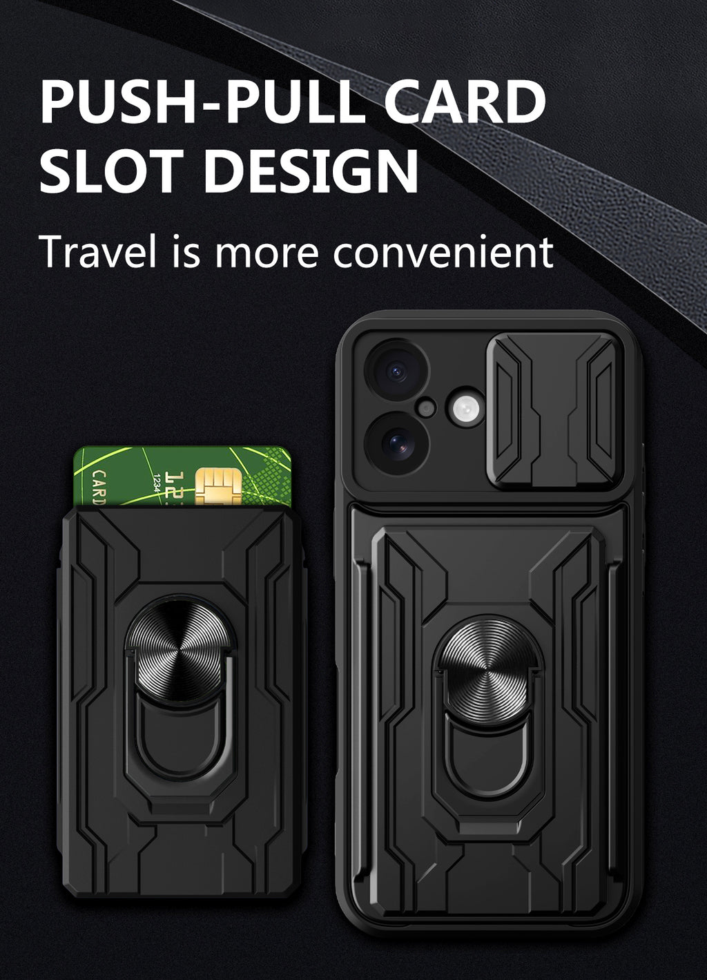 iPhone 16 Rugged Shockproof Case Kickstand Card Cover GREY