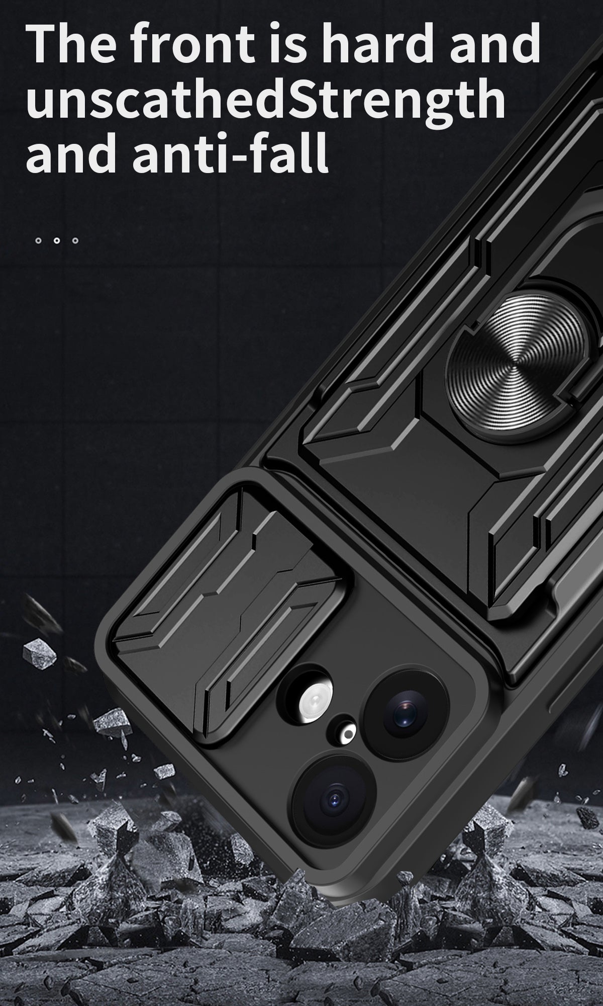 iPhone 16 Rugged Shockproof Case Kickstand Card Cover GREY