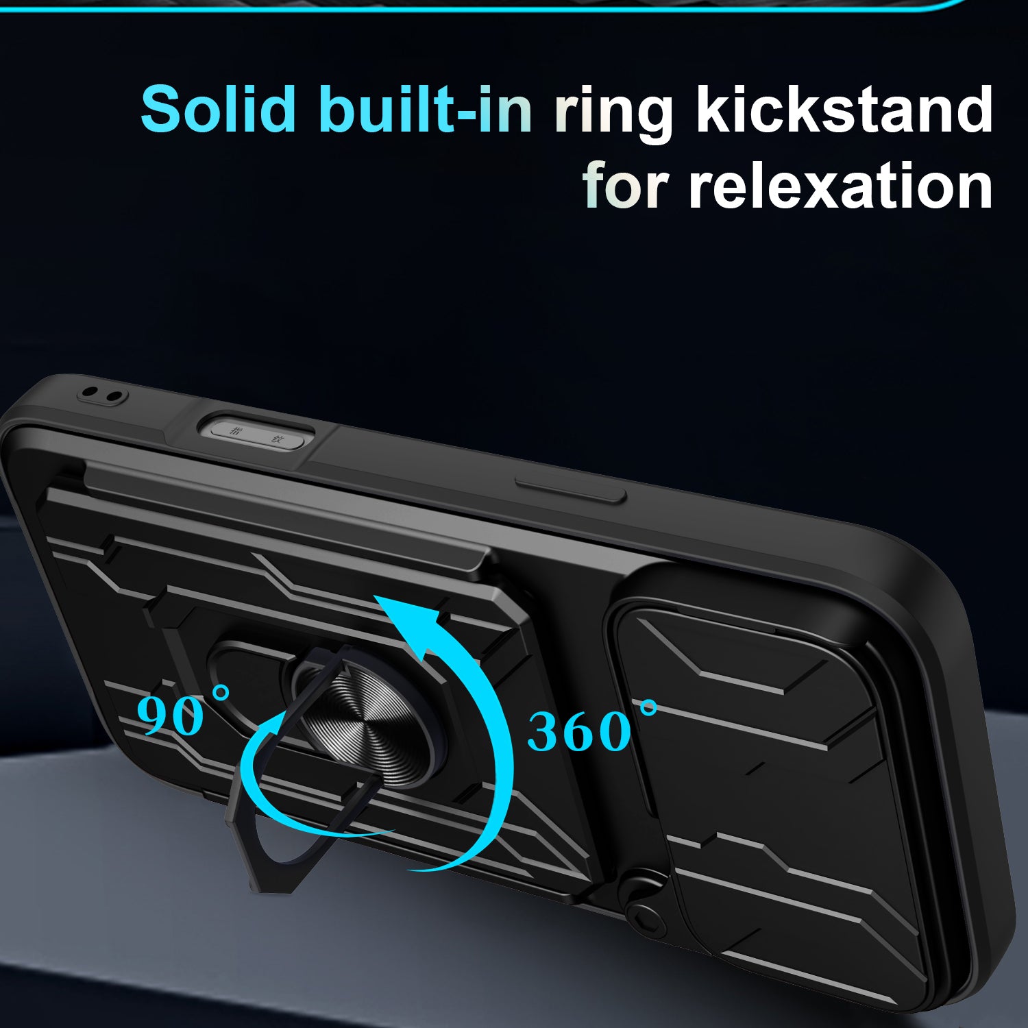 iPhone 17 Pro Max Rugged Shockproof Case Kickstand Card Cover BLACK
