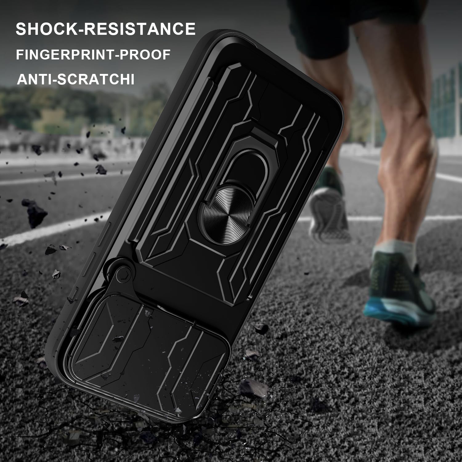 iPhone 17 Pro Max Rugged Shockproof Case Kickstand Card Cover BLACK