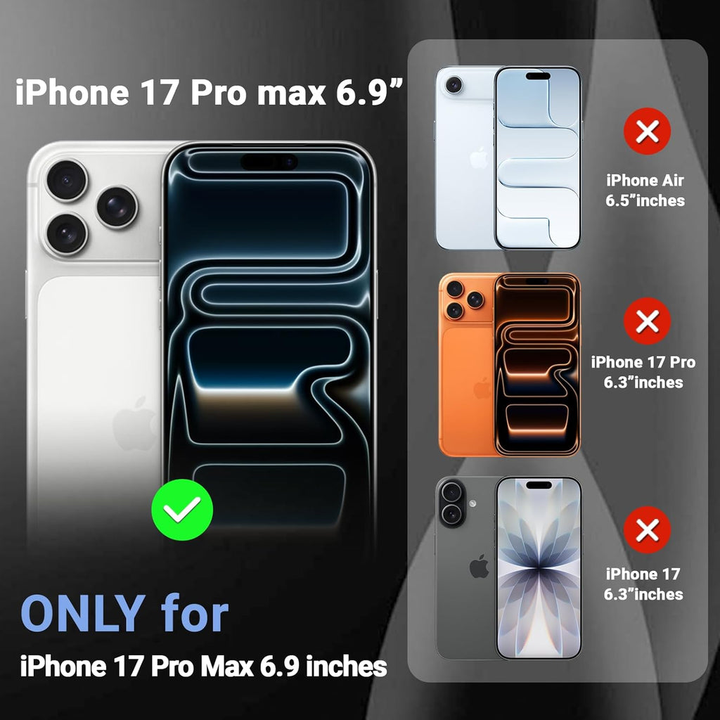 iPhone 17 Pro Max Case RFID-Blocking Detachable Zip Wallet Card Cover BLACK