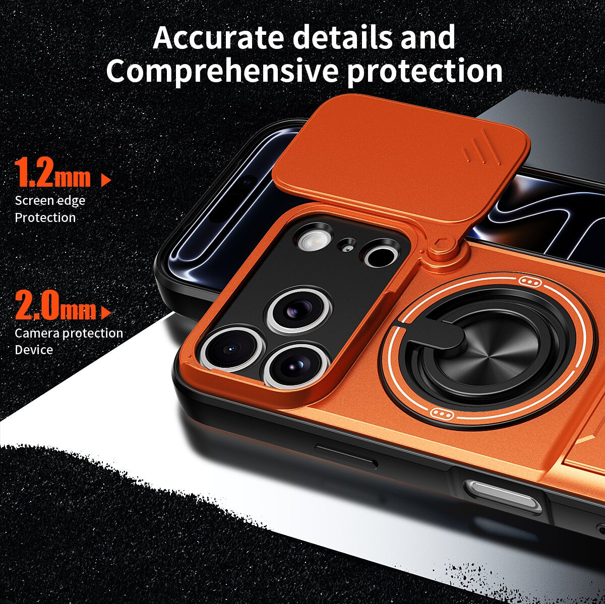 iPhone 17 Pro Magnetic Kickstand Case with Camera Slide Cover ORANGE