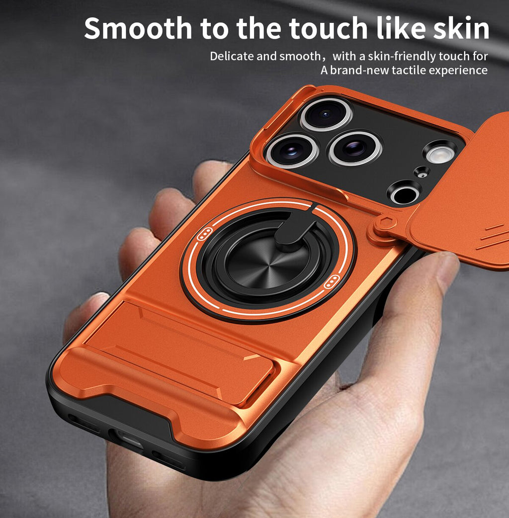 iPhone 17 Pro Magnetic Kickstand Case with Camera Slide Cover ORANGE