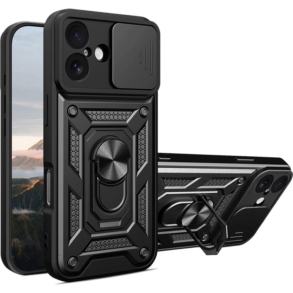 iPhone 17 Tough Case Shockproof Kickstand Cover BLACK