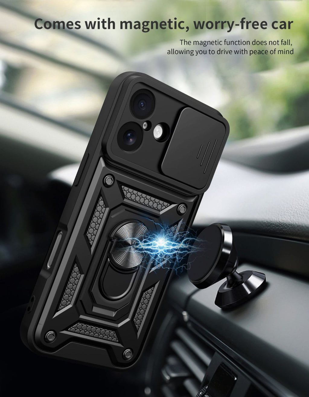 iPhone 17 Tough Case Shockproof Kickstand Cover BLACK
