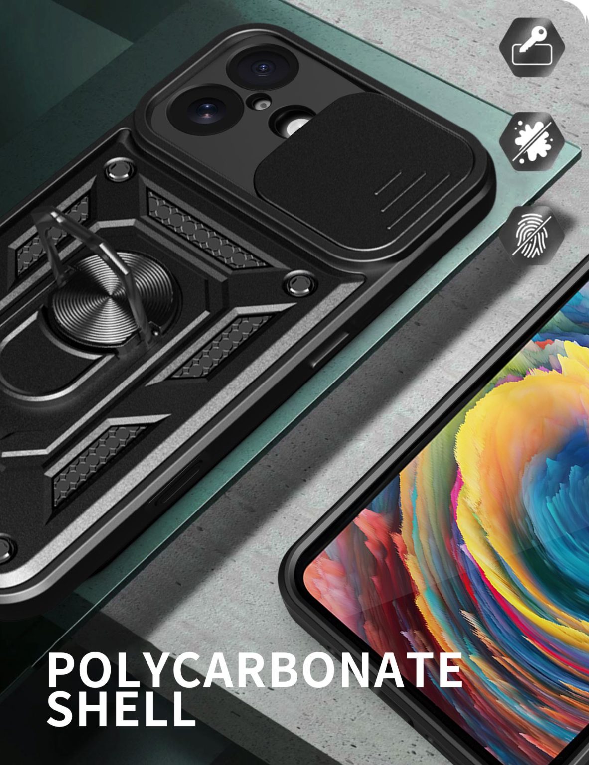 iPhone 17 Tough Case Shockproof Kickstand Cover BLACK
